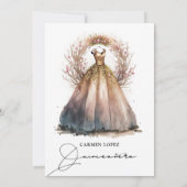 Invitation Aquarelle Princesse Robe Élégante Quinceanera (Dos)
