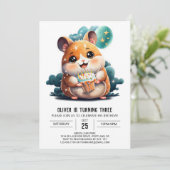 Invitation Aquarelle Printable Hamster Anniversaire (Debout devant)