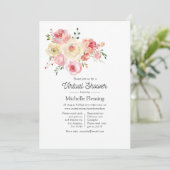 Invitation Aquarelle printanière Floral Douche virtuelle (Debout devant)