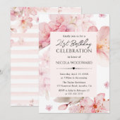 Invitation Aquarelle Printemps Fleurs de cerisiers 21e annive (Devant / Derrière)