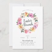 Invitation Aquarelle Printemps Floral Wreath Pâques Brunch (Devant)