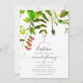 Invitation Aquarelle Printemps vert Baptême (Devant)