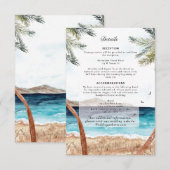 Invitation Aquarelle Punta Cana Tropical Détails sur la plage (Devant / Derrière)
