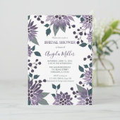 Invitation Aquarelle Purple Bling Floral Frame Fête des marié (Debout devant)