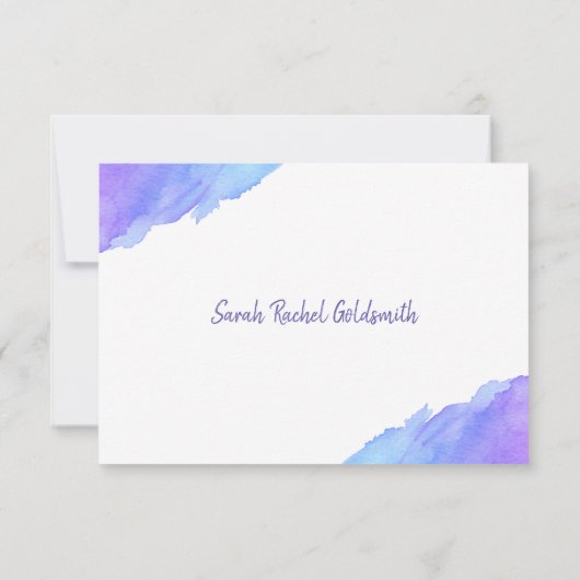 Invitation Aquarelle Purple Blue Bat Bar Mitzvah Détails (Dos)