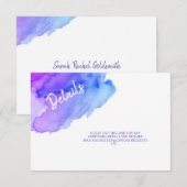 Invitation Aquarelle Purple Blue Bat Bar Mitzvah Détails (Devant / Derrière)