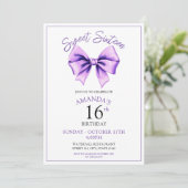 Invitation Aquarelle Purple Bow Sweet 16 Anniversaire (Debout devant)