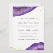 Invitation Aquarelle Purple et Gold Geode Mariage II (Devant)