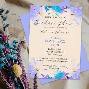 Invitation Aquarelle Purple Et Turquoise Fête des mariées Flo