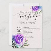 Invitation Aquarelle Purple Fleurs Et Mariage De Foliage (Devant)