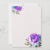 Invitation Aquarelle Purple Fleurs Et Mariage De Foliage (Dos)