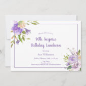 Invitation Aquarelle Purple Floral 90e Anniversaire surprenan (Devant)