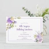 Invitation Aquarelle Purple Floral 90e Anniversaire surprenan (Debout devant)