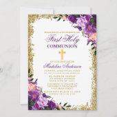 Invitation Aquarelle Purple Floral Première Parties scintilla (Devant)