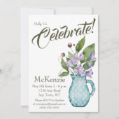 Invitation Aquarelle Purple Floral Swea Peas Party (Devant)