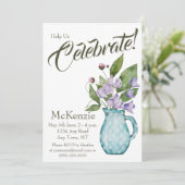 Invitation Aquarelle Purple Floral Swea Peas Party (Debout devant)