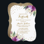 Invitation Aquarelle Purple Gold Flower 40th Birthday Party<br><div class="desc">Plus Jolie fête d'anniversaire florale Invitations dans le Little Bayleigh Store!</div>