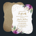 Invitation Aquarelle Purple Gold Flower 40th Birthday Party<br><div class="desc">Plus Jolie fête d'anniversaire florale Invitations dans le Little Bayleigh Store!</div>