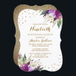 Invitation Aquarelle Purple Gold Flower 90th Birthday Party<br><div class="desc">Plus Jolie fête d'anniversaire florale Invitations dans le Little Bayleigh Store!</div>