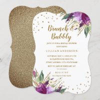 Aquarelle Purple Gold Flower Brunch et Bubbly
