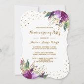 Invitation Aquarelle Purple Gold Flower Flower (Devant)