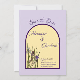 Invitation Aquarelle Purple Iris & Beurre Jaune Date de sauve