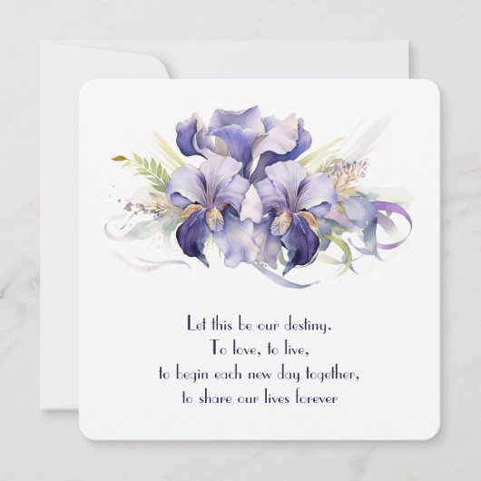 Invitation Aquarelle Purple Iris Fleurs Sur Blanc (Devant)