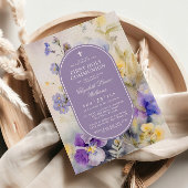 Invitation Aquarelle Purple & Jaune Première Communion Sainte