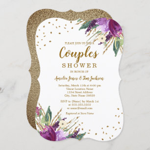 Invitation Aquarelle Purple Or Couples Couples Douche
