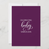 Invitation Aquarelle Purple Plum Bleu BABY SHOWER Floral (Dos)