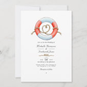 Invitation Aquarelle QR Code RSVP Mariage nautique (Devant)
