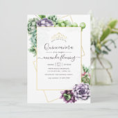 Invitation Aquarelle Quiceañera Géométrique Succulente (Debout devant)