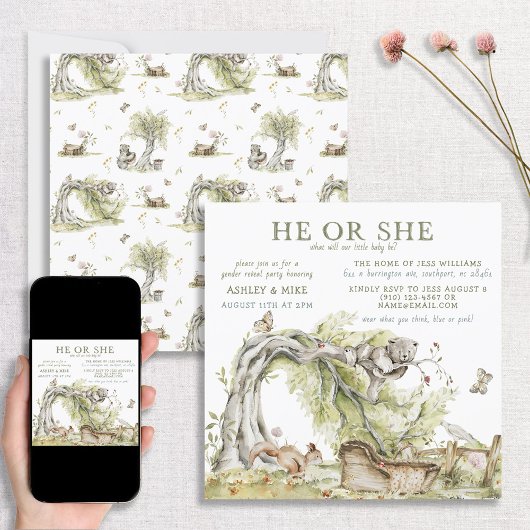 Invitation Aquarelle qu'il ou elle porte Révélation de genre