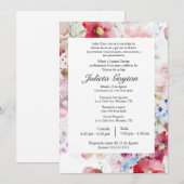 Invitation aquarelle quinceañera (Devant / Derrière)