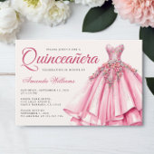 Invitation Aquarelle Quinceanera Rose Gold Gown