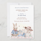 Invitation Aquarelle Rabbit de Pâques Joli dîner en famille (Devant)