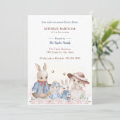 Invitation Aquarelle Rabbit de Pâques Joli dîner en famille (Debout devant)