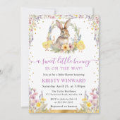 Invitation Aquarelle Rabbit et Baby shower Fleur sauvage (Devant)
