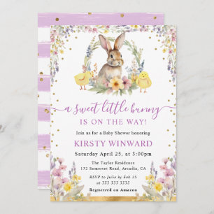 Invitation Aquarelle Rabbit et Baby shower Fleur sauvage