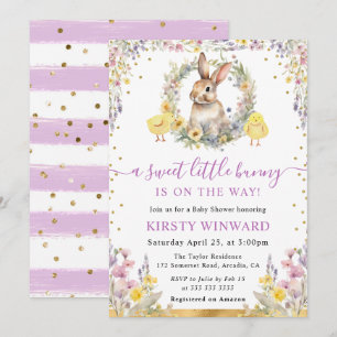 Invitation Aquarelle Rabbit et Baby shower Fleur sauvage