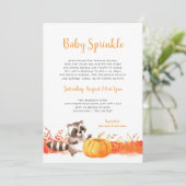 Invitation Aquarelle Raccoon Automne Baby Sprinkel (Debout devant)