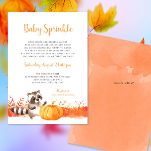 Invitation Aquarelle Raccoon Automne Baby Sprinkel