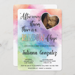 Invitation Aquarelle Rainbow Baby Ultrasound Douche