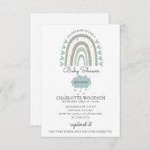 Invitation Aquarelle Rainbow Blue Baby Boy Douche (Devant / Derrière)