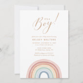Invitation Aquarelle Rainbow C'est un Baby shower garçon (Devant)