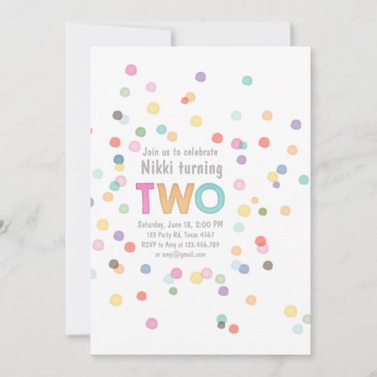 Invitation Aquarelle Rainbow Confetti Anniversaire de la fête (Devant)