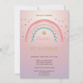 Invitation Aquarelle Rainbow Crown Parties scintillant Annive (Devant)