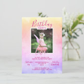 Invitation Aquarelle Rainbow Girl ANNIVERSAIRE 2ème DEUX | PH (Debout devant)