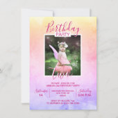 Invitation Aquarelle Rainbow Girl ANNIVERSAIRE 2ème DEUX | PH (Devant)