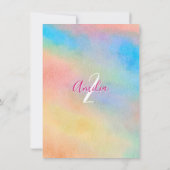 Invitation Aquarelle Rainbow Girl Anniversaire | PHOTO (Dos)